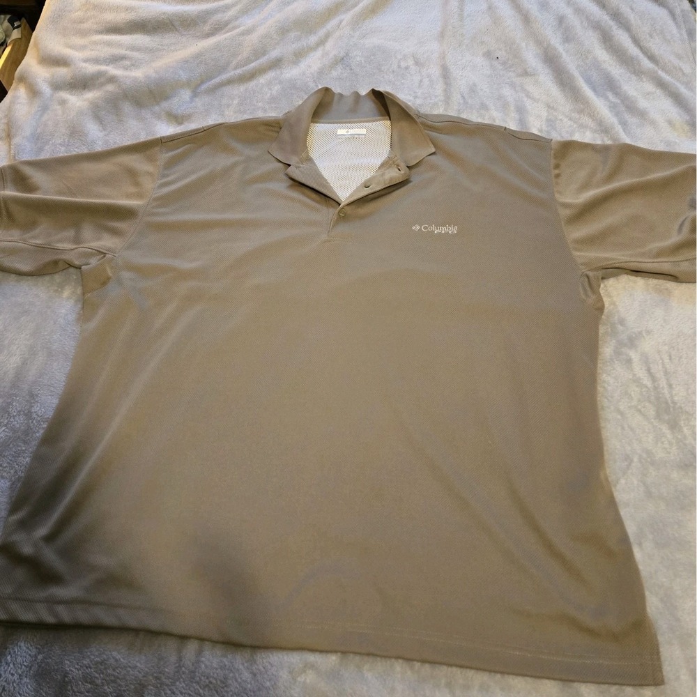 Columbia Mens Olive PFG 2XL Performance Polo Sporty Durable Breathable Stretch